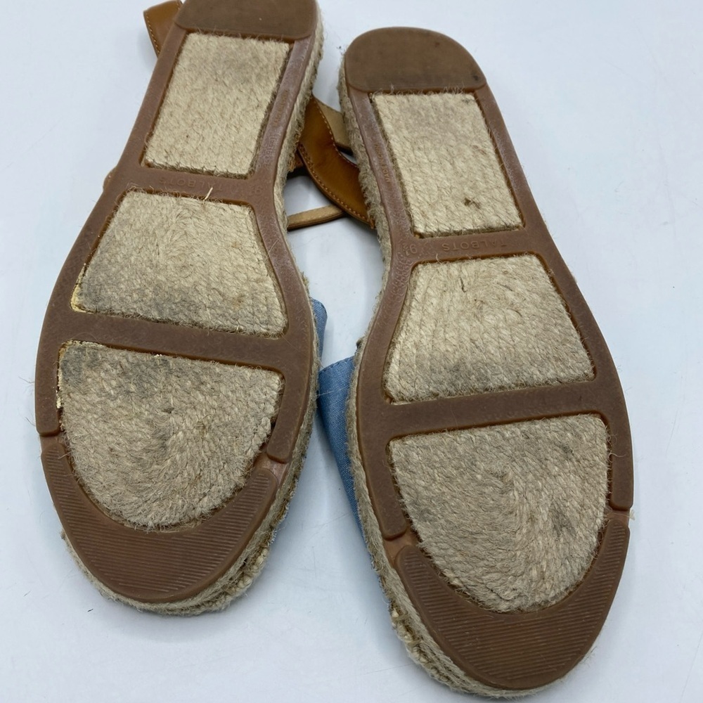 Flamingo Tropical TALBOTS Izzy Espadrille Sandals Blue Chambray Embroidered 9.5 - Picture 5 of 7